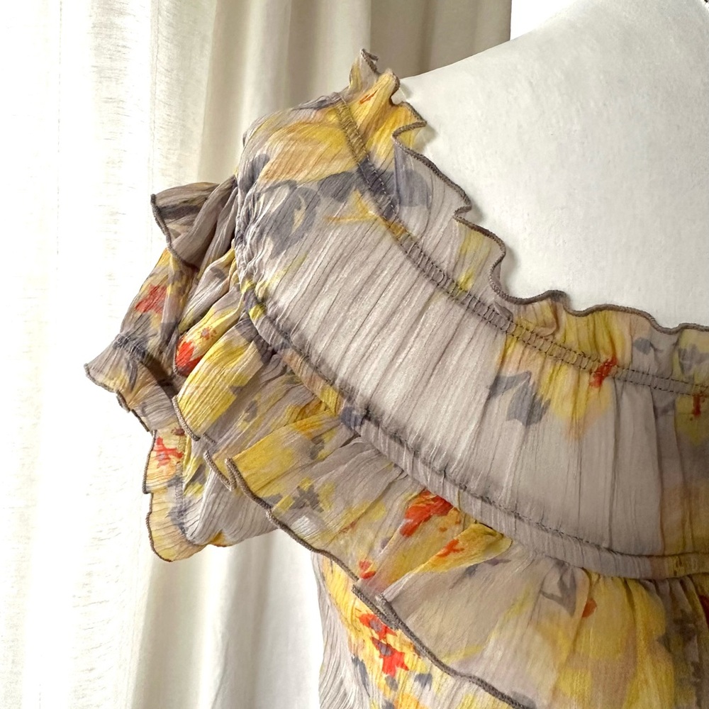 ASOS Sheer Floral Ruffle Dress - Picture 6 of 7